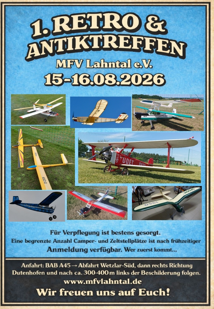 1. Retro und Antik-Flieger-Treffen beim MFV-Lahntal nahe Wetzlar /Hessen